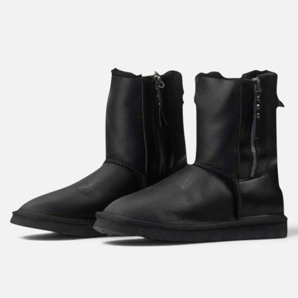 UGG Classic Short Zip Leather Black 36 розмір взуття H-0052572 фото